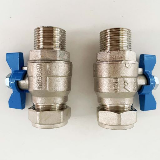 Water Softener Full Flow Isolation Valves 28mm (set)