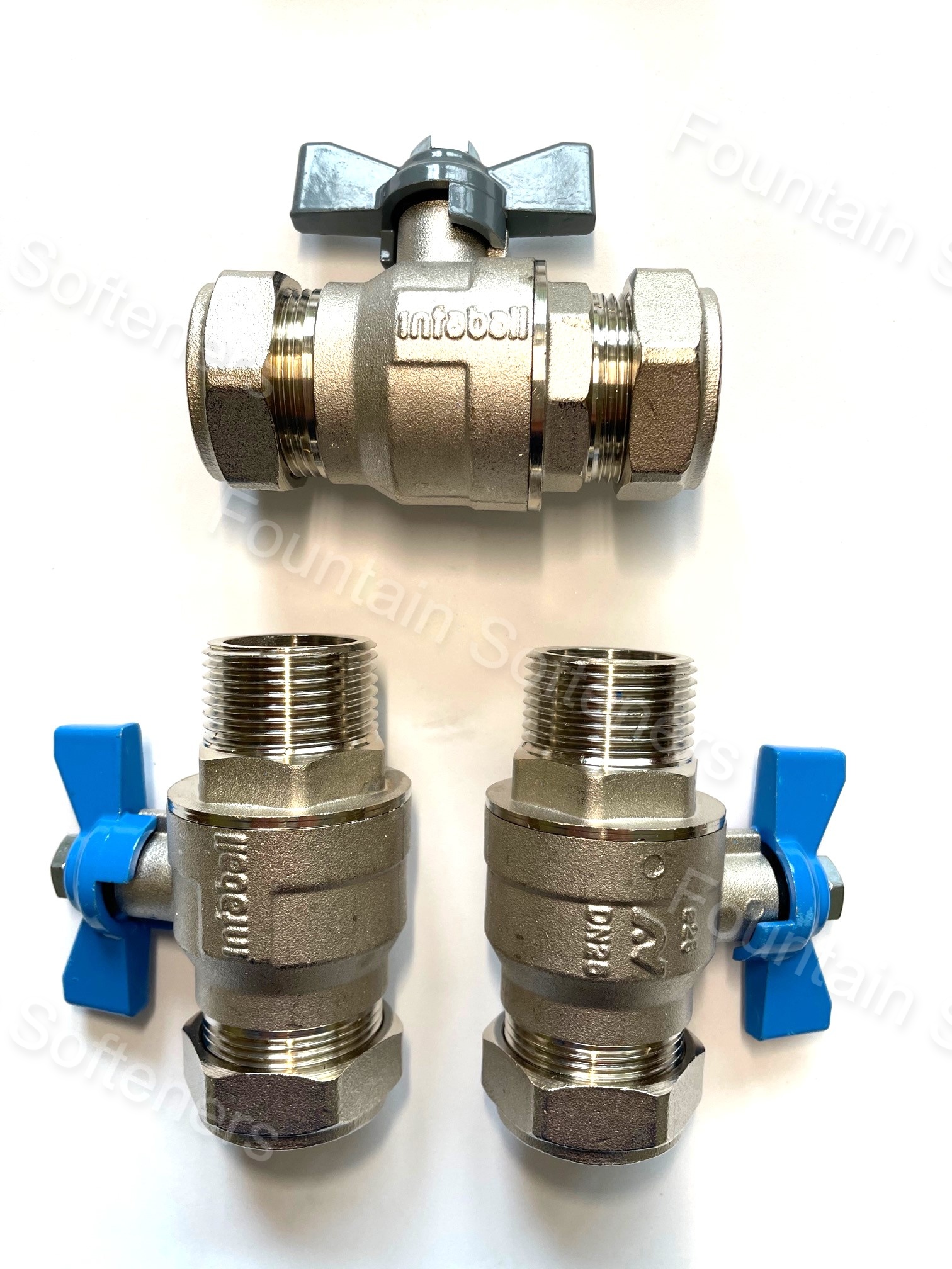 Water Softener Full Flow Isolation Valves 22mm (pair) & Bypass